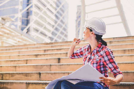 Concepts Business Engineering, Professional engineers, Young Business people are planning...