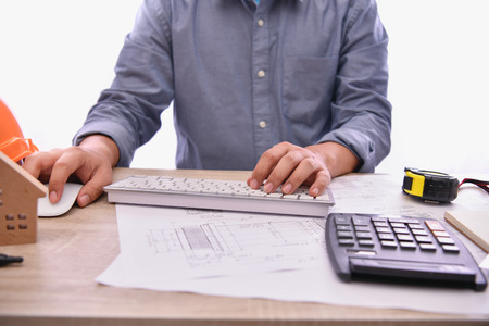 Engineering concept. The engineer is working in the office. Engineers are designing their work...