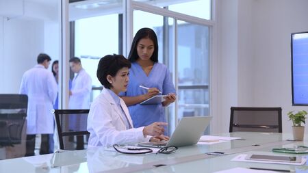 Medical concept. The doctors are working in chaos in the hospital.の写真素材