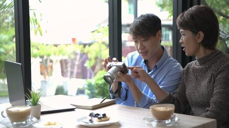Holiday concept. Young men are selling works for customers. 4k Resolution.
