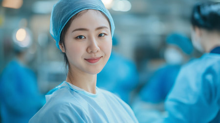 Asian woman preparing for plastic surgery.の素材