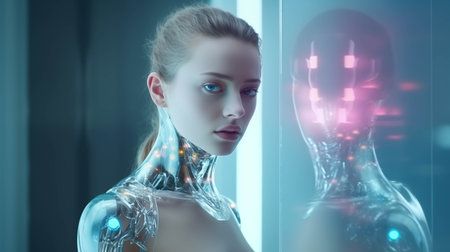 The concept of a humanoid robot technological era.の素材