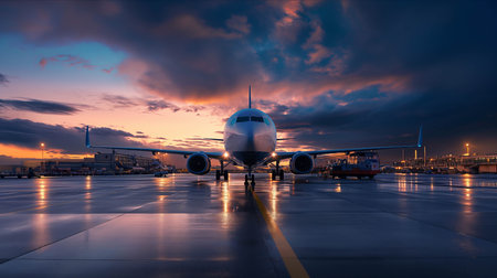 Passenger plane parked at the airport.の素材