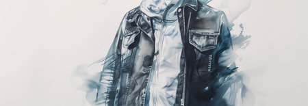 Watercolor design of men's clothing on white background.の素材