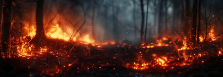 Forest fire during the night.の素材