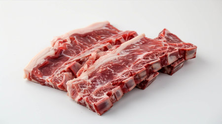 Set of various types of beef They are arranged on a white background.の素材