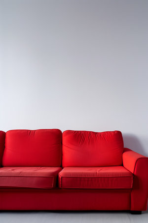Red sofa on white background.の素材
