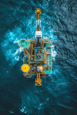 Ocean oil rigs, natural gas offshore industry.の素材