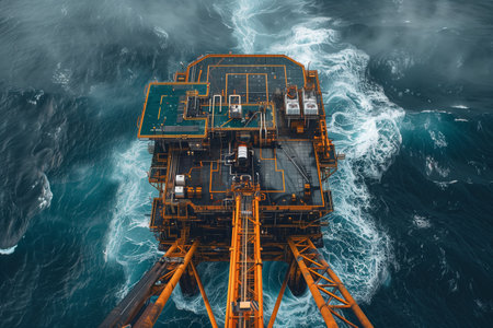 Ocean oil rigs, natural gas offshore industry.の素材