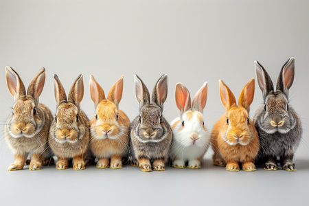 Several rabbits on white background.の素材