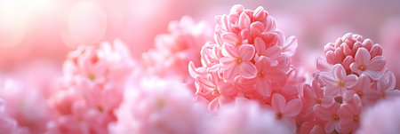 Pink hyacinth in spring, blurred background, pastel colors, soft focus.の素材