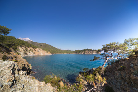Beautiful ocean in the summer on a background of blue sky.の写真素材
