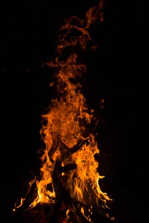 beautiful glowing fire flame on a black background.