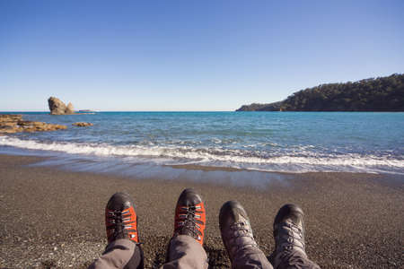 Trekking through the National Park along the coast.の写真素材