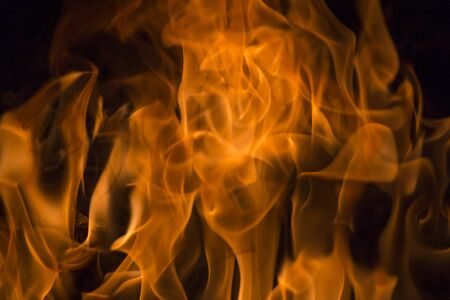 fire flames on black backgroundの写真素材