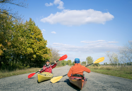 Merry pastime in a canoe in the summer.の写真素材