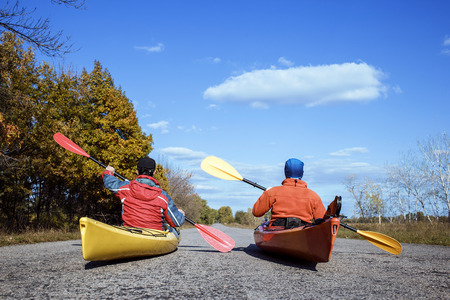Merry pastime in a canoe in the summer.の写真素材