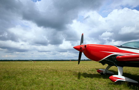 The front part of the aircraft with a propeller.の写真素材
