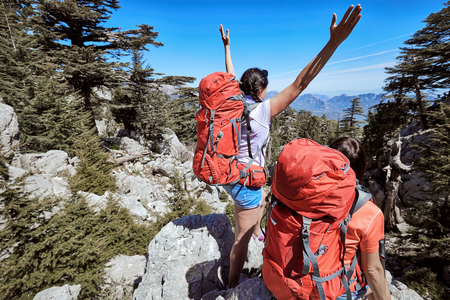 Long trip to the top of the mountain in the summer.の写真素材