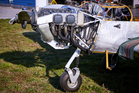 Light aircraft with a propeller to prepare for takeoff.