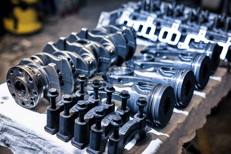 Removal and repair of a turbodiesel engine in a service center.の写真素材