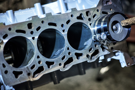 Removal and repair of a turbodiesel engine in a service center.