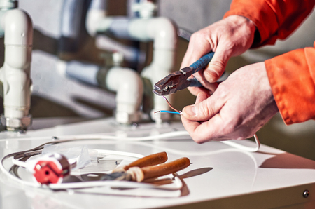 Maintenance of the electrical system. Work tests of the electrical circuit.の写真素材
