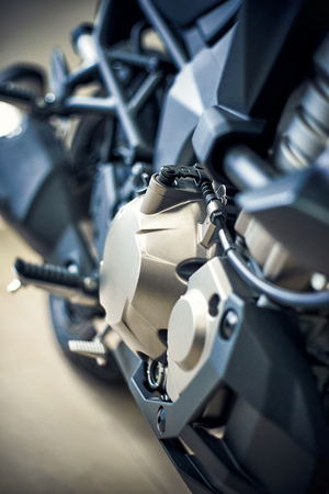 View of the motorcycle with an emphasis on the engine.の写真素材