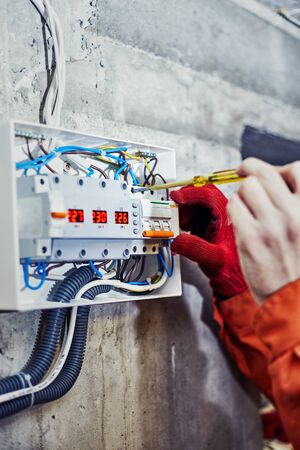 Connection of the power supply system of electricityの写真素材