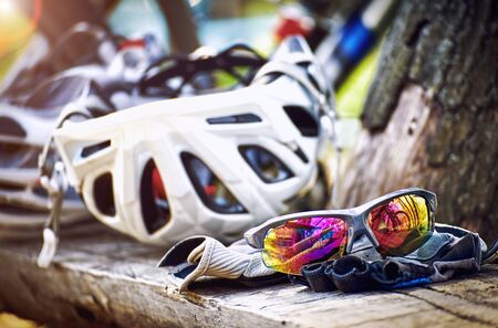 Biking is the best form of cross-country transport on a summer day.の写真素材