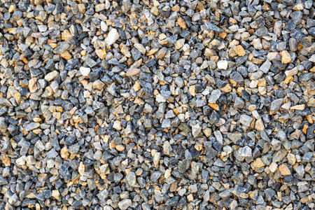 Natural gray crushed stone, crushed rocks Background Top view.の写真素材