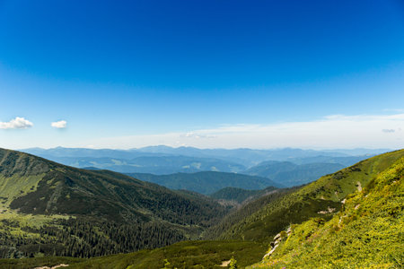The most beautiful landscape with peaks in the background, sky with clouds on a sunny day.の写真素材