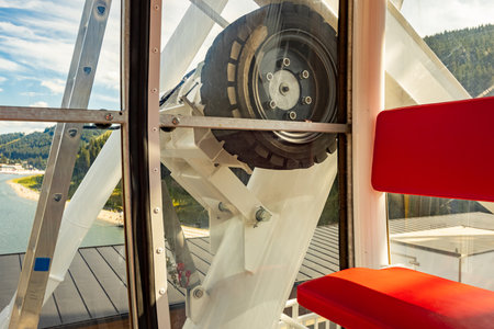 Ferris wheel, view from the cabin at a height with a beautiful view.の写真素材
