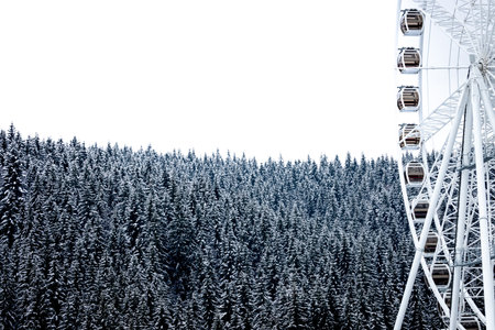 Ferris wheel with beautiful lighting in Bukovel.の写真素材