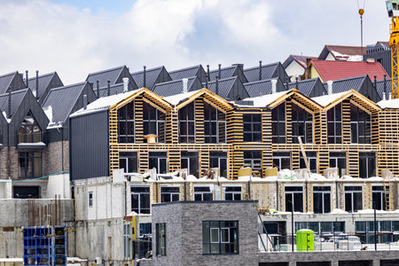 New complex of houses construction with modern designの写真素材