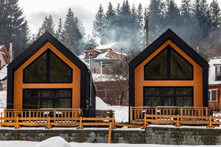 New complex of houses construction with modern design