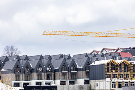New complex of houses construction with modern designの写真素材