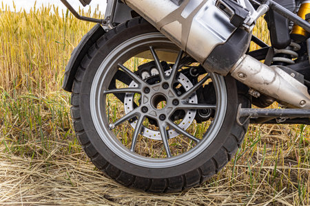 Side view of a motorcycle, motorcycle engine parts, cylinder of a boxer engine.