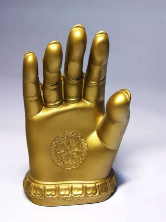 Hand/Palm facing front with symbol on it.の写真素材