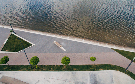 Part of the city beach near the lake. Health zone.の写真素材
