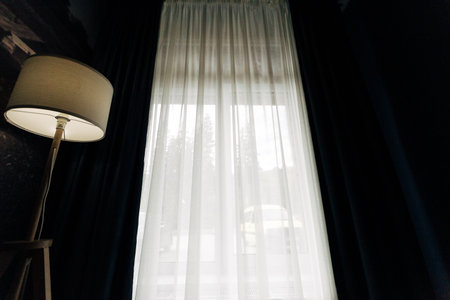 Hotel rooms. Wood finish. Beautiful nice interiorの写真素材