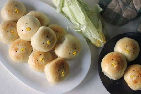 Home baked Easter bread chicks. Buns baked in the shape of chicks as part of Easter celebration....