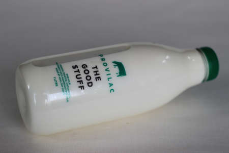 Mumbai, Maharashtra, India, March 02 2021: Provilac raw milk in white pet bottle. Bottles are of basic shape with a nice proportionのeditorial素材