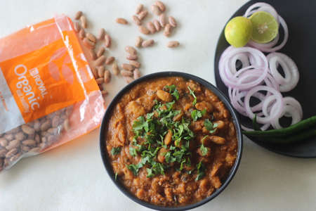 Mumbai, Maharashtra, India, May 13 2021: Big baskets red and white packaging of Red kidney beans...