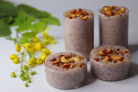 Navara Palpayasam, a creamy South Indian dessert made with medicinal Navara rice, milk, and jaggery,...