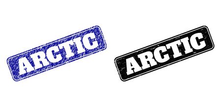 Rounded Rectangle ARCTIC stamps. Black and blue scratched watermarks with ARCTIC caption inside rounded rectangle with border. Flat vector watermarks with distress textures.のイラスト素材