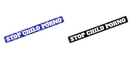 Rounded Rectangle STOP CHILD PORNO seal stamps. Black and blue ...