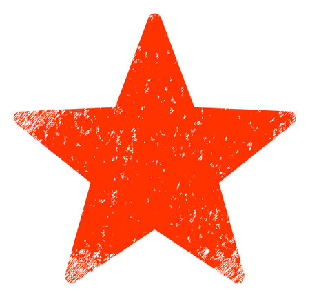 Star icon with scratched effect. Isolated raster star icon image with unclean rubber texture on a white background.の写真素材