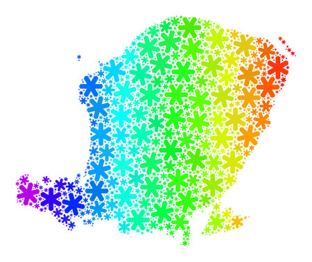 Bright gradient mosaic of Lombok Island map constructed for Winter celebration. Lombok Island map mosaic is designed of bright snow parts. Designed for political purposes.のイラスト素材
