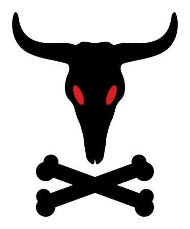 Dead bull bones icon with flat style. Isolated vector dead bull bones icon illustrations, simple style.のイラスト素材